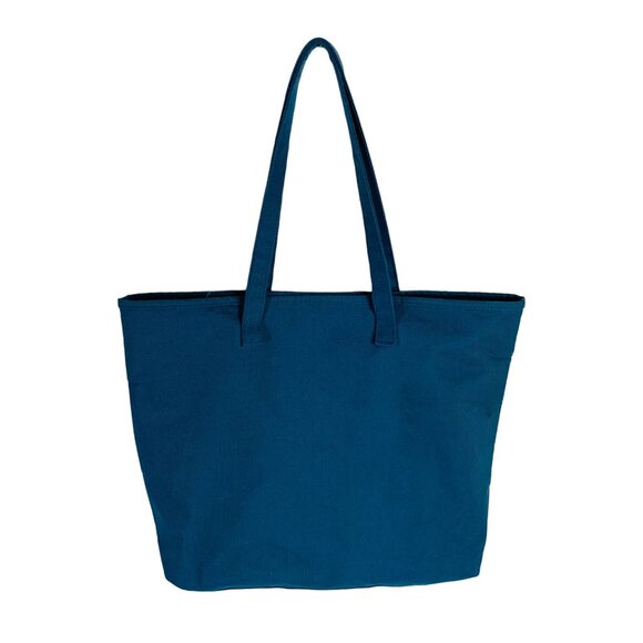 Lancome Blue Floral Canvas Tote Bag Eiffel Tower Print Paris Market Reusable - Picture 12 of 12